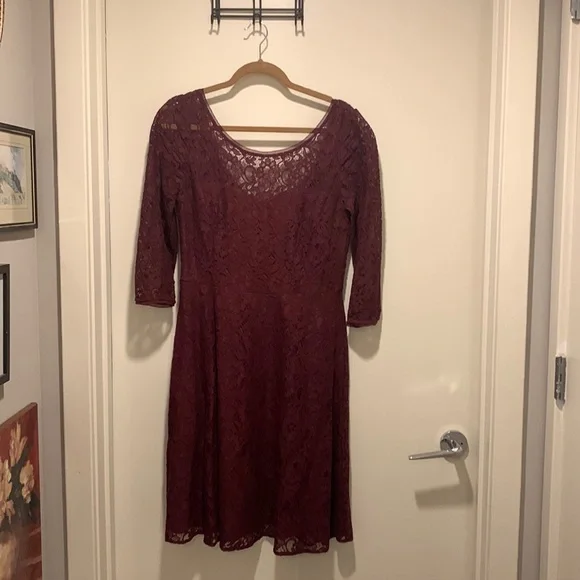 chinese dress ladies Naughty Or Nice Long Sleeve Lace Mini Dress Burgundy main image 1